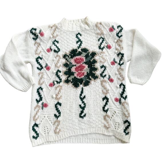 Vtg 1990s Shenanigans Chunky Hand Knit Sweater Medium - Picture 1 of 9